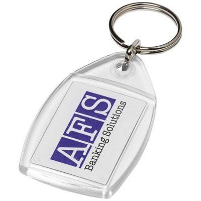 Branded Promotional RHOMBUS P4 KEYRING CHAIN with Plastic Clip in Transparent Clear Transparent Keyring From Concept Incentives.