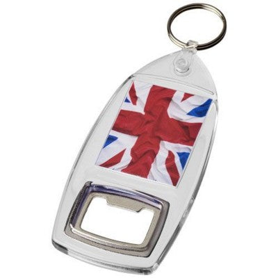 Branded Promotional KAI R6 KEYRING CHAIN with Bottle Opener in Transparent Clear Transparent Keyring From Concept Incentives.