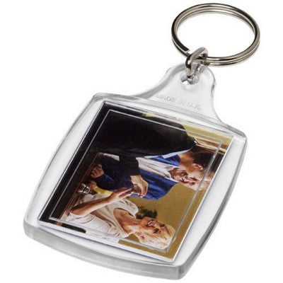 Branded Promotional KAISA S4 KEYRING CHAIN in Transparent Clear Transparent Keyring From Concept Incentives.