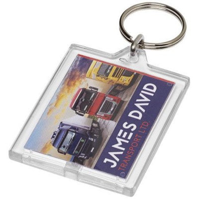 Branded Promotional KAILEE E1 KEYRING CHAIN in Transparent Clear Transparent Keyring From Concept Incentives.