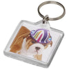 Branded Promotional VIAL U1 SQUARE KEYRING CHAIN in Transparent Clear Transparent Keyring From Concept Incentives.