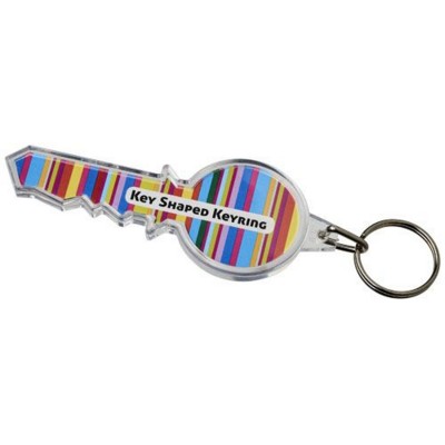 Branded Promotional COMBO KEY-SHAPED KEYRING CHAIN in Transparent Clear Transparent Keyring From Concept Incentives.