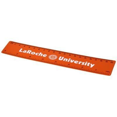 Branded Promotional ROTHKO 20 CM PLASTIC RULER in Orange Ruler From Concept Incentives.