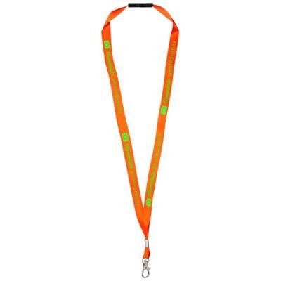 Branded Promotional ORO RIBBON LANYARD with Break-away Closure in Neon Fluorescent Orange Lanyard From Concept Incentives.