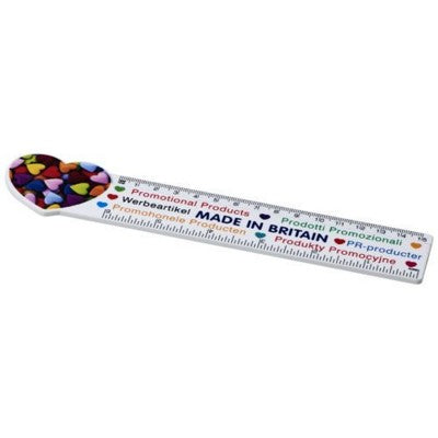 Branded Promotional LOKI 15 CM HEART-SHAPED PLASTIC RULER in White Solid Ruler From Concept Incentives.