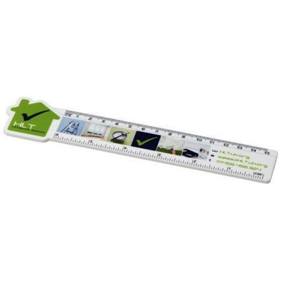 Branded Promotional LOKI 15 CM HOUSE-SHAPED PLASTIC RULER in White Solid Ruler From Concept Incentives.