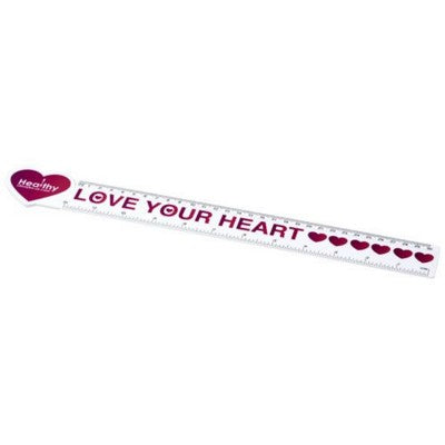 Branded Promotional LOKI 30 CM HEART-SHAPED PLASTIC RULER in White Solid Ruler From Concept Incentives.