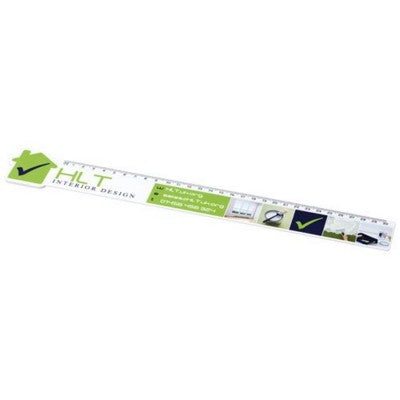 Branded Promotional LOKI 30 CM HOUSE-SHAPED PLASTIC RULER in White Solid Ruler From Concept Incentives.