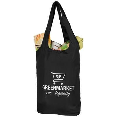 Branded Promotional PACKAWAY SHOPPER TOTE BAG in Black Solid Bag From Concept Incentives.