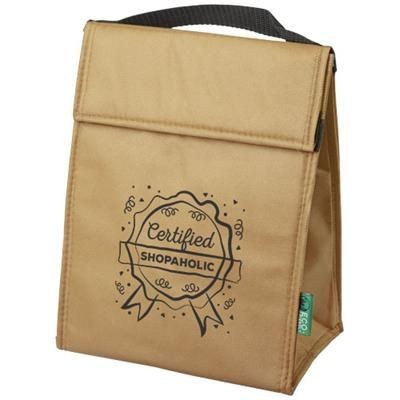 Branded Promotional TRIANGULAR NON-WOVEN LUNCH COOL BAG in Natural Lunch Box From Concept Incentives.