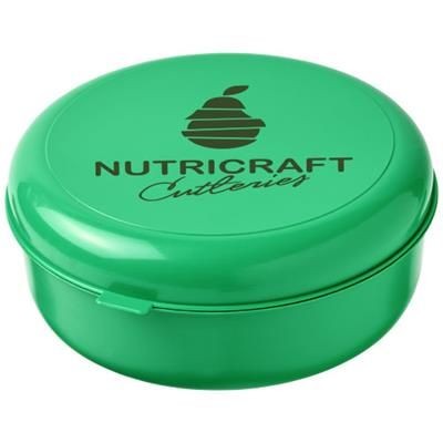 Branded Promotional MIKU ROUND PLASTIC PASTA BOX in Green Kitchen Utensil From Concept Incentives.