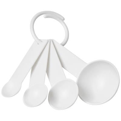 Branded Promotional NESS PLASTIC MEASURING SPOON SET with 4 Sizes in White Solid Kitchen Utensil From Concept Incentives.