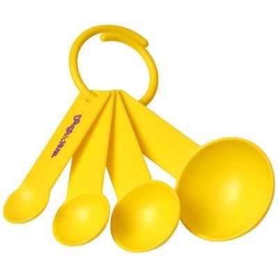 Branded Promotional NESS PLASTIC MEASURING SPOON SET with 4 Sizes in Yellow Kitchen Utensil From Concept Incentives.