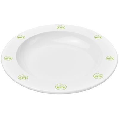 Branded Promotional PAX ROUND PLASTIC PLATE in White Solid Plate From Concept Incentives.