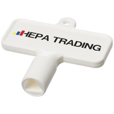 Branded Promotional MAXIMILIAN RECTANGULAR UNIVERSAL UTILITY KEY in White Solid Radiator &amp; Meter Box Key From Concept Incentives.