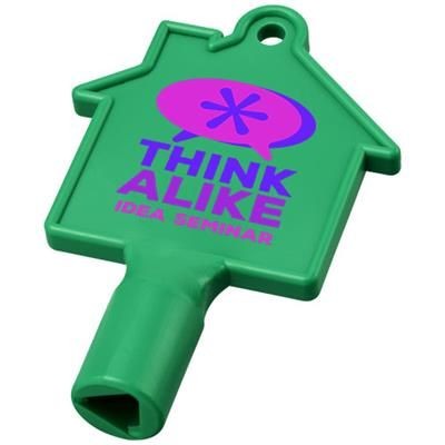 Branded Promotional MAXIMILIAN HOUSE-SHAPED METERBOX KEY in Green Radiator &amp; Meter Box Key From Concept Incentives.