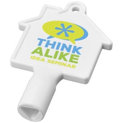 Branded Promotional MAXIMILIAN HOUSE-SHAPED METERBOX KEY in White Solid Radiator &amp; Meter Box Key From Concept Incentives.
