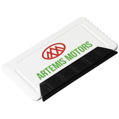 Branded Promotional FREEZE CREDIT CARD SIZED ICE SCRAPER with Rubber in White Solid Ice Scraper From Concept Incentives.