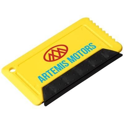 Branded Promotional FREEZE CREDIT CARD SIZED ICE SCRAPER with Rubber in Yellow Ice Scraper From Concept Incentives.