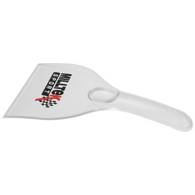 Branded Promotional ARTUR CURVE PLASTIC ICE SCRAPER in Transparent Clear Transparent Ice Scraper From Concept Incentives.