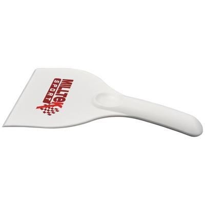 Branded Promotional ARTUR CURVE PLASTIC ICE SCRAPER in White Solid Ice Scraper From Concept Incentives.