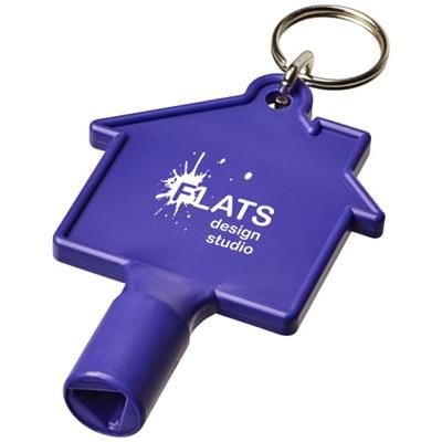 Branded Promotional MAXIMILIAN HOUSE-SHAPED METERBOX KEY with Keyring Chain in Purple Radiator &amp; Meter Box Key From Concept Incentives.