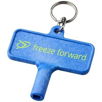Branded Promotional LARGO PLASTIC RADIATOR KEY with Keyring Chain in Blue Radiator &amp; Meter Box Key From Concept Incentives.