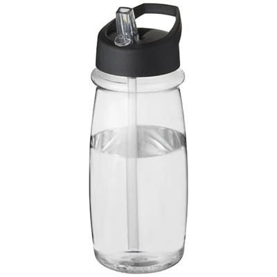 Branded Promotional PULSE SPOUT LID BOTTLE-CLBK in Transparent-black Solid Sports Drink Bottle From Concept Incentives.