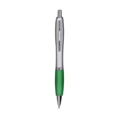 Branded Promotional ATHOS SILVER PEN in Green Pen From Concept Incentives.