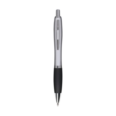 Branded Promotional ATHOS SILVER PEN in Black Pen From Concept Incentives.