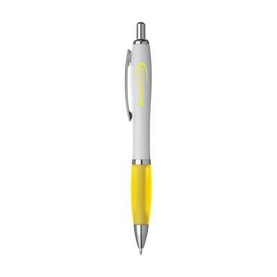 Branded Promotional ATHOSWHITE PEN in Yellow Pen From Concept Incentives.