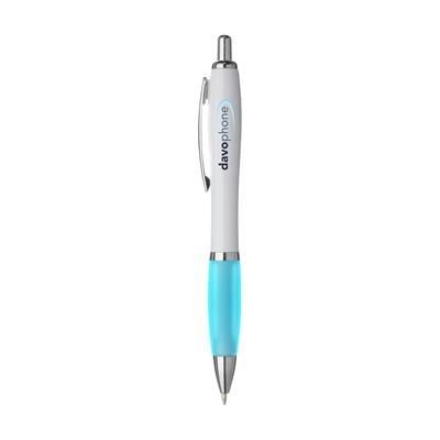 Branded Promotional ATHOSWHITE PEN in Light Blue Pen From Concept Incentives.