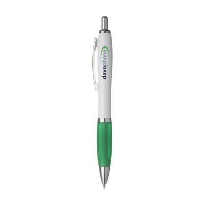 Branded Promotional ATHOSWHITE PEN in Green Pen From Concept Incentives.