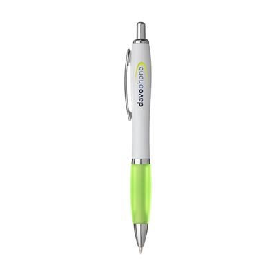 Branded Promotional ATHOSWHITE PEN in Lime Pen From Concept Incentives.