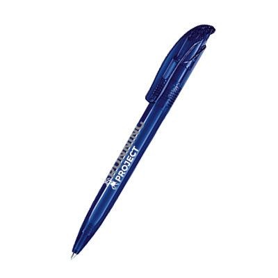 Branded Promotional SENATOR CHALLENGER CLEAR TRANSPARENT PLASTIC BALL PEN in Dark Blue Pen From Concept Incentives.