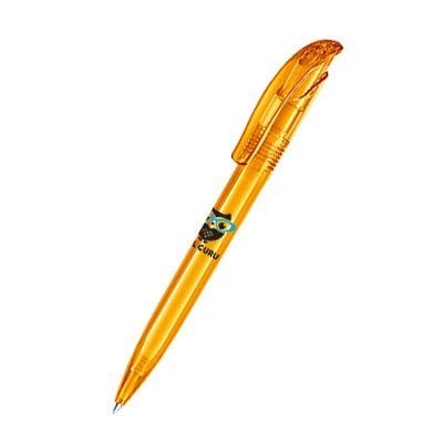 Branded Promotional SENATOR CHALLENGER CLEAR TRANSPARENT PLASTIC BALL PEN in Honey Yellow Pen From Concept Incentives.