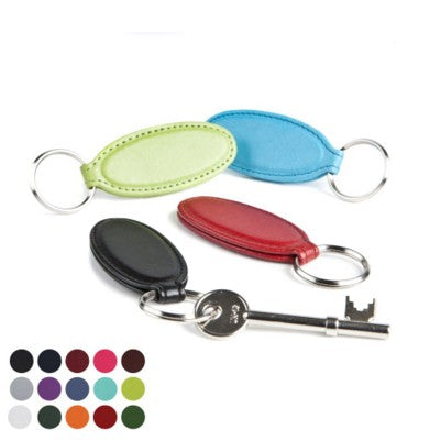 Branded Promotional BELLUNO PU OVAL KEYRING in Soft Touch Leatherette Keyring From Concept Incentives.