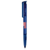 Branded Promotional SENATOR SUPER HIT CLEAR TRANSPARENT PLASTIC BALL PEN with Soft Grip in Dark Blue Pen From Concept Incentives.