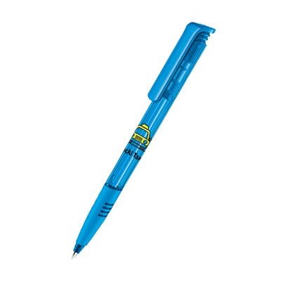 Branded Promotional SENATOR SUPER HIT CLEAR TRANSPARENT PLASTIC BALL PEN with Soft Grip in Hex Pen From Concept Incentives.