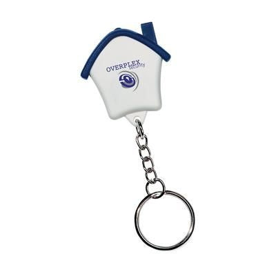 Branded Promotional HOME LITE HOUSE SHAPE PLASTIC KEYRING in Blue Keyring From Concept Incentives.