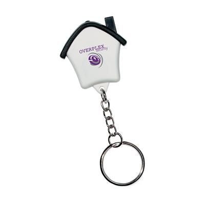 Branded Promotional HOME LITE HOUSE SHAPE PLASTIC KEYRING in Black Keyring From Concept Incentives.