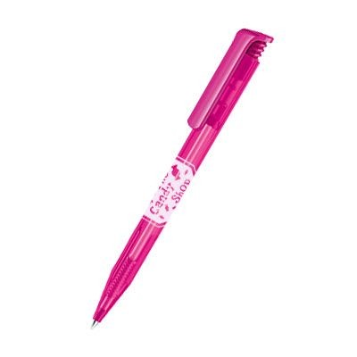 Branded Promotional SENATOR SUPER HIT FROSTED PLASTIC BALL PEN in Rhodamine Red Pen From Concept Incentives.