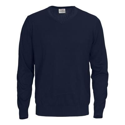 Branded Promotional FOREHAND MENS KNITTED V-NECK SWEATER Jumper From Concept Incentives.