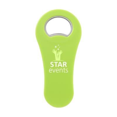 Branded Promotional MAGNETOPENER in Lime Fridge Magnet From Concept Incentives.