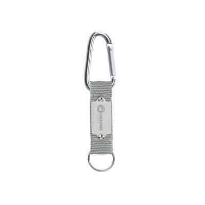 Branded Promotional KEYTEX CARABINER HOOK in Grey Keyring From Concept Incentives.