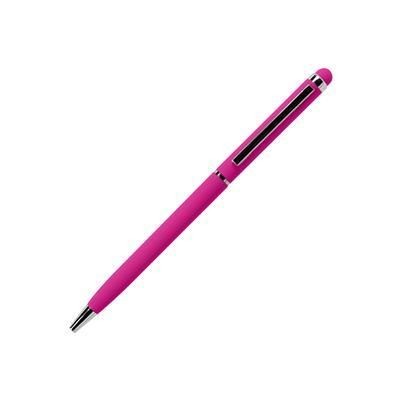 Branded Promotional SKINNY TOUCH BALL PEN in Pink Pen From Concept Incentives.