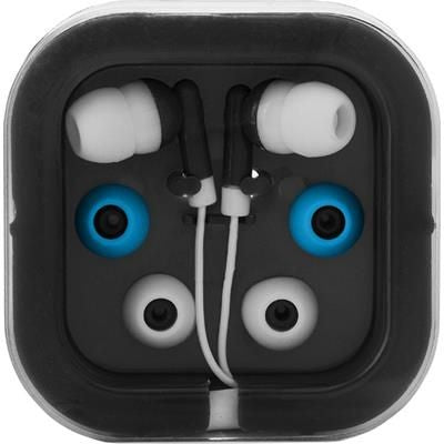 Branded Promotional PAIR OF EARPHONES in Black Earphones From Concept Incentives.