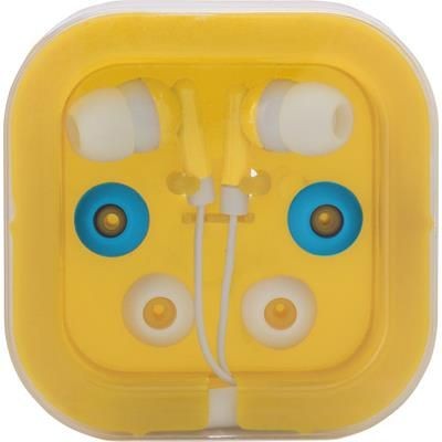 Branded Promotional PAIR OF EARPHONES in Yellow Earphones From Concept Incentives.