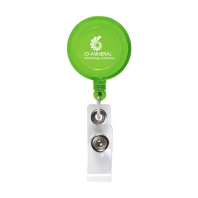 Branded Promotional BADGECLIP BADGE HOLDER in Transparent Green Pull Reel Pass Holder From Concept Incentives.