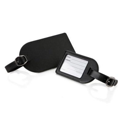Branded Promotional SMALL TRAVEL LUGGAGE TAG in Black with Clear Transparent Window to Show Address Card Luggage Tag From Concept Incentives.